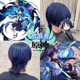 カラー メンズ 推しカラー💫 ブリーチ💫若菜覚のヘアスタイル