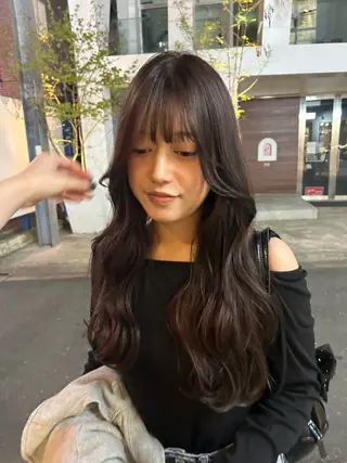 セミロング カラー じゅわっと暖色カラー 🍊Moemiのヘアスタイル