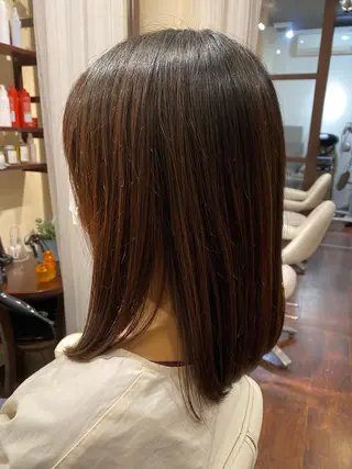 ミディアム 艶ｶﾗｰ｜ｽﾄﾚｰﾄ 🍟yuki🍟のヘアスタイル