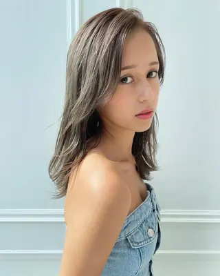 セミロング チダアキフミ Ash大森のヘアスタイル