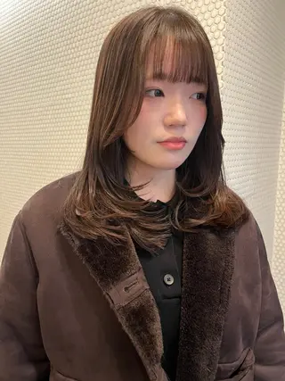 ミディアム レイヤー/暖色/ 髪質改善/永礼芳果のヘアスタイル