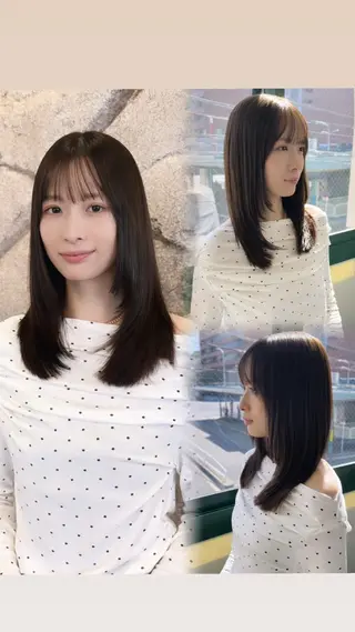 ミディアム レイヤーカット/ 艶カラー/YUKAのヘアスタイル