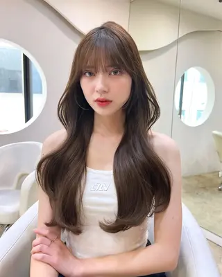 セミロング 🤍🤍韓国ヘア おたけ🤍🤍のヘアスタイル