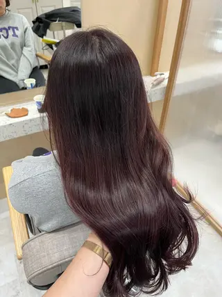 セミロング カラー ヘアアレンジ 🥀暖色韓国ヘア💕 保科侑花のヘアスタイル