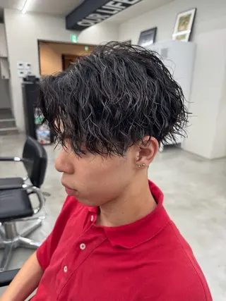 ショート パーマ メンズ ハイトーンカラー メンズパーマだいきのヘアスタイル