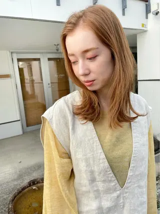 ミディアム カラー 結べるレイヤーボブ くびれLady表参道のヘアスタイル