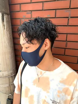 パーマ メンズ スパイキーパーマ 柏NO1 藤本葉のヘアスタイル