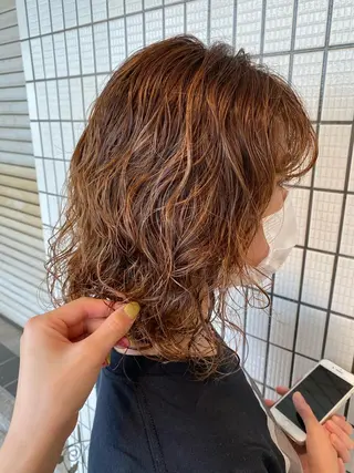 ミディアム パーマ 五十嵐ゆり 美髪カラー　武蔵小杉のヘアスタイル