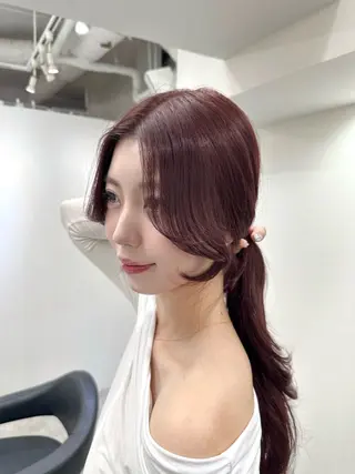 ロング カラー 艶髪レイヤー顔周り グレージュ添田晃基のヘアスタイル