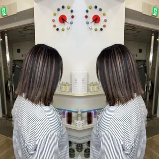 ミディアム カラー レイヤー/ボブ/ ミニボブ/AOIのヘアスタイル