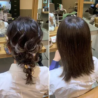 セミロング ヘアアレンジ ✂️RIKUKI🎨 【駒込美容師🎀】のヘアスタイル