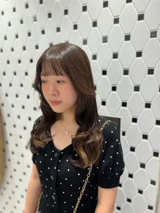 セミロング カラー ヘアアレンジ コテ巻き風パーマ 銀座RINOSEのヘアスタイル