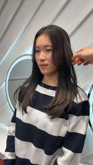 セミロング 山崎/ボブ縮毛矯正 レイヤー髪質改善のヘアスタイル