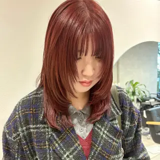 ミディアム カラー 🍊暖色×顔周り 🍊cocoroのヘアスタイル