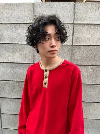 ショート パーマ メンズ くせ毛カットとパーマ /美容室難民の方是非のヘアスタイル