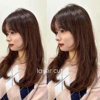 セミロング 顔周り/レイヤー/ 透明感/あやか💕のヘアスタイル
