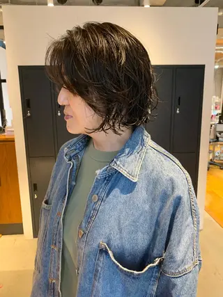 セミロング パーマ ボブパーマ 艶カラー/横山大樹のヘアスタイル