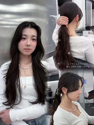 ロング カラー 表参道ハッシュカット レイヤー/リノンのヘアスタイル