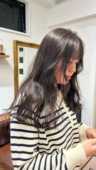 セミロング カラー じゅわっと暖色カラー 🍊Moemiのヘアスタイル