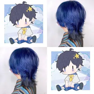 ミディアム カラー メンズ 熊谷ウルフ・レイヤー あゆむのヘアスタイル