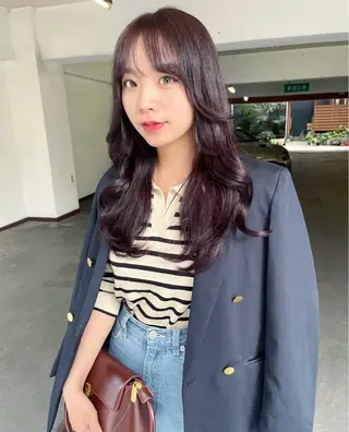 ロング カラー カットモデル/ ハイトーン/ゆうあのヘアスタイル