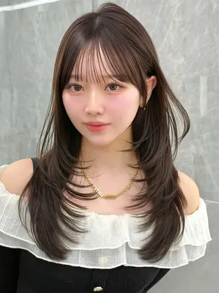 セミロング カラー MAEUL luna所属・前髪顔周り/レイヤー 韓国/桔川恒のヘアスタイル