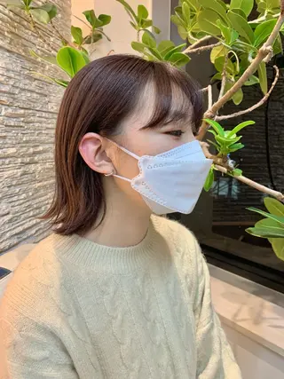 ミディアム カラー 艶ベージュ/オリーブ カラー🫒airiのヘアスタイル