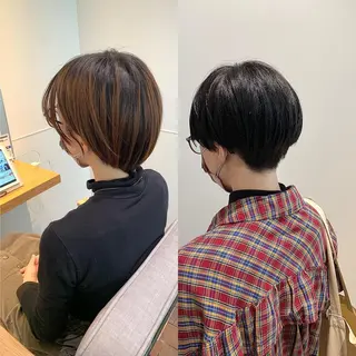 ショート カラー GO TODAY SHAiRE SALON 梅田店所属・赤み消しカラー/ボブ チャネリングカットのヘアスタイル