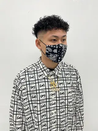 パーマ メンズ スパイキーパーマ 柏NO1 藤本葉のヘアスタイル