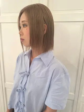 カラー ブリーチカラー🎀 韓国風/寺門美優のヘアスタイル