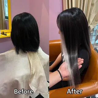 ロング シール＋ちび編み込み エクステ梅田🐨のヘアスタイル