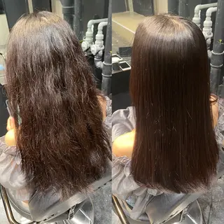 セミロング 縮毛矯正専門店店長 佐々木動画モデル募集のヘアスタイル