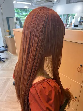 ロング カラー パーマ/縮毛矯正 /韓国風/佐藤里咲のヘアスタイル