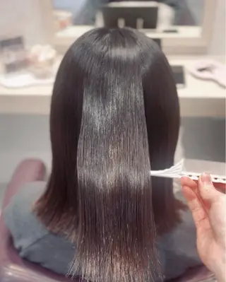 ミディアム パーマ suzuka/透明感 カラー 美髪縮毛矯正のヘアスタイル