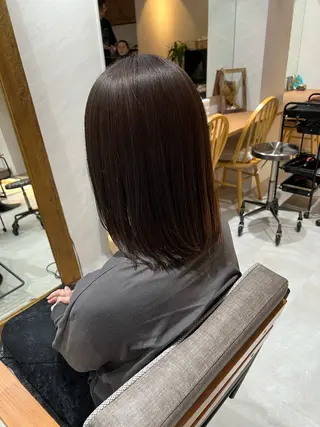 ミディアム 艶ボブ🤎ボブパーマ 透明感カラー\メンズのヘアスタイル