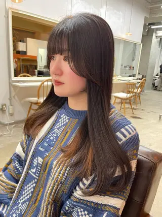 ロング レイヤーカット/ 縮毛矯正/ミサキ💐のヘアスタイル