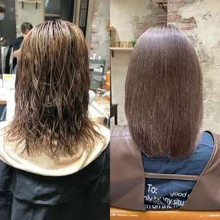 ミディアム カラー パーマ 新宿✨顔周りカット 韓国ヘア/坂本亜裟海のヘアスタイル