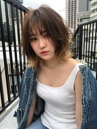 ミディアム カラー レイヤー,ボブ / 彩未のヘアスタイル