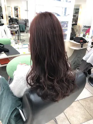 ロング カラー コテ巻き風パーマ💛 池袋のヘアスタイル