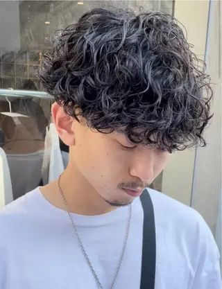 ショート カラー パーマ メンズ キッズ 栄💗レイヤーカット ｜韓国風｜haruのヘアスタイル