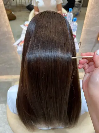 セミロング カラー ボブ/巻ける縮毛矯正 /韓国レイヤーはなのヘアスタイル