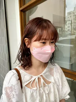 ミディアム カラー パーマ サトウ リョウのヘアスタイル