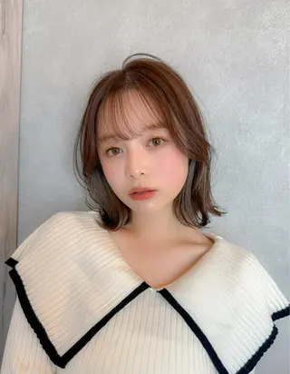 ミディアム カラー 新宿/韓国風レイヤー 髪質改善/渋谷直樹のヘアスタイル