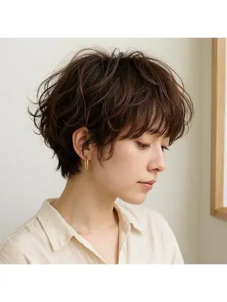 ショート ショートパーマ カットモデルのヘアスタイル
