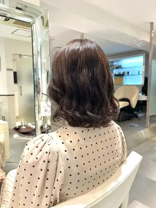 ミディアム パーマ コテ巻き風パーマ 藤澤　知彌のヘアスタイル