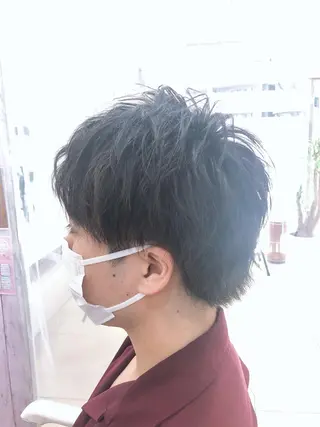 ショート メンズ 髪質改善× ハイライト溝江のヘアスタイル