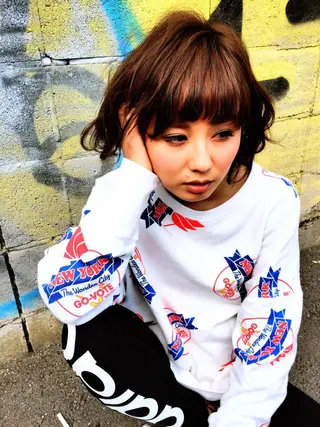 ミディアム パーマ やまだ まいのヘアスタイル