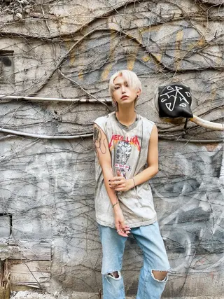 ショート カラー パーマ ヘアアレンジ メンズ キッズ HairSignature所属・ブリーチ指名神戸 No.1美容師RENのヘアスタイル