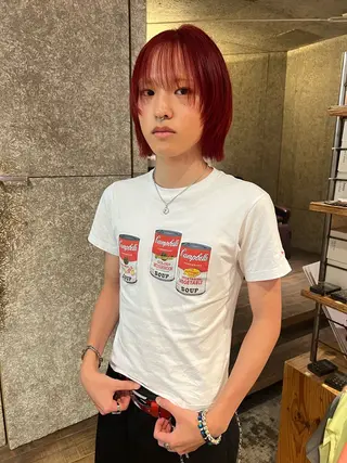 ミディアム Lin'ne所属・竹内梓／パーマ ／ハイトーンのヘアスタイル