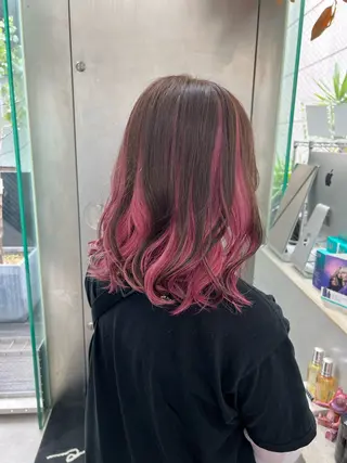 ミディアム カラー mao/天神ブリーチ ハイトーンカラーのヘアスタイル